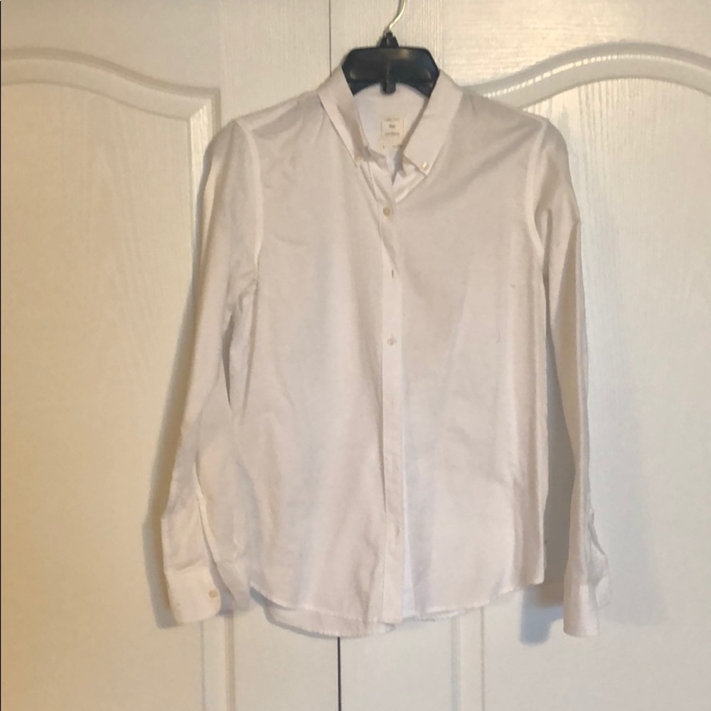 Cotton white fitted boyfriend button down